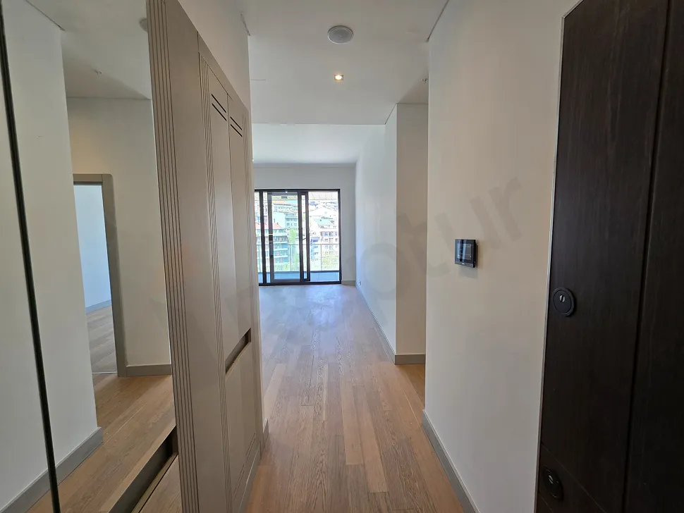 Entrance hall and door detail of a modern residence apartment.