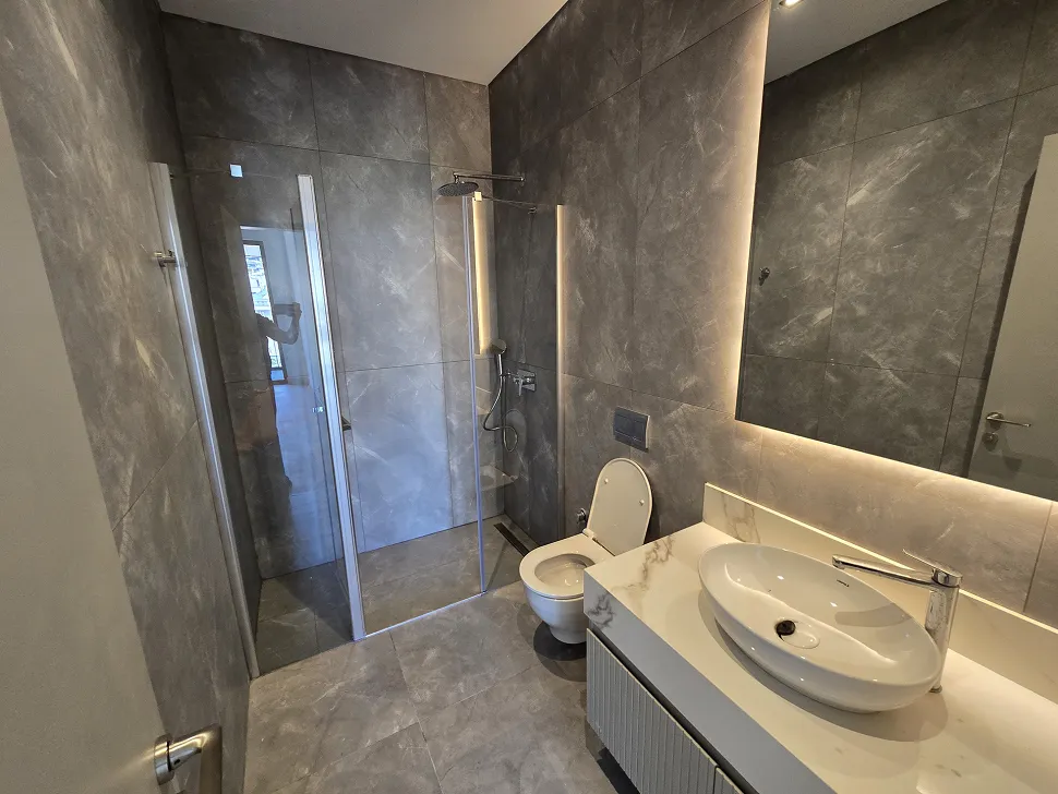 Spacious and bright bathroom interior with modern and stylish design.