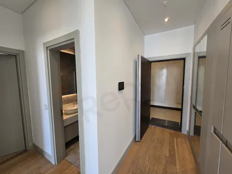 Entrance door and hallway area of a modern residence apartment.