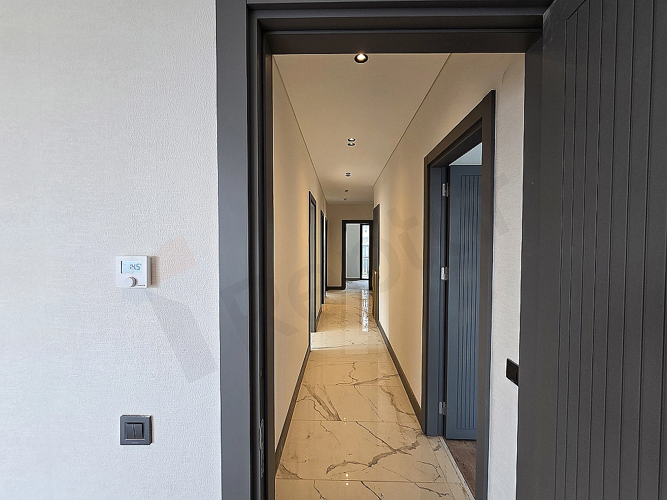 Interior view of the corridor of a 6+1 villa for sale in Başakşehir.