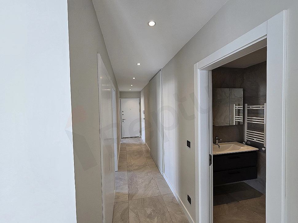 Bright and modern corridor view.