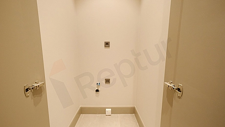 Modern designed bathroom interior.