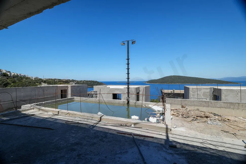 Wide and panoramic sea view of the luxury detached villa in Bodrum.