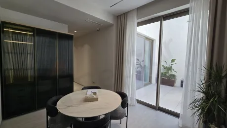 Spacious and bright dining room area with modern architecture in a detached house for sale in Bodrum.