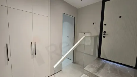 Spacious entrance door and foyer area of a modern 4+2 luxury villa.