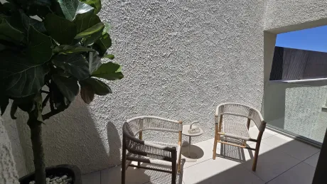 Spacious and modern designed outdoor villa terrace area.