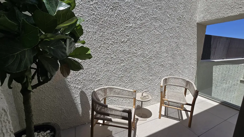 Spacious and modern designed outdoor villa terrace area.