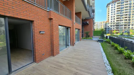 Large and open terrace of a duplex apartment with city views in Beylikdüzü, Istanbul.