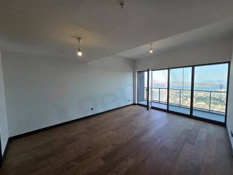 Interior view of a modern and spacious living room.