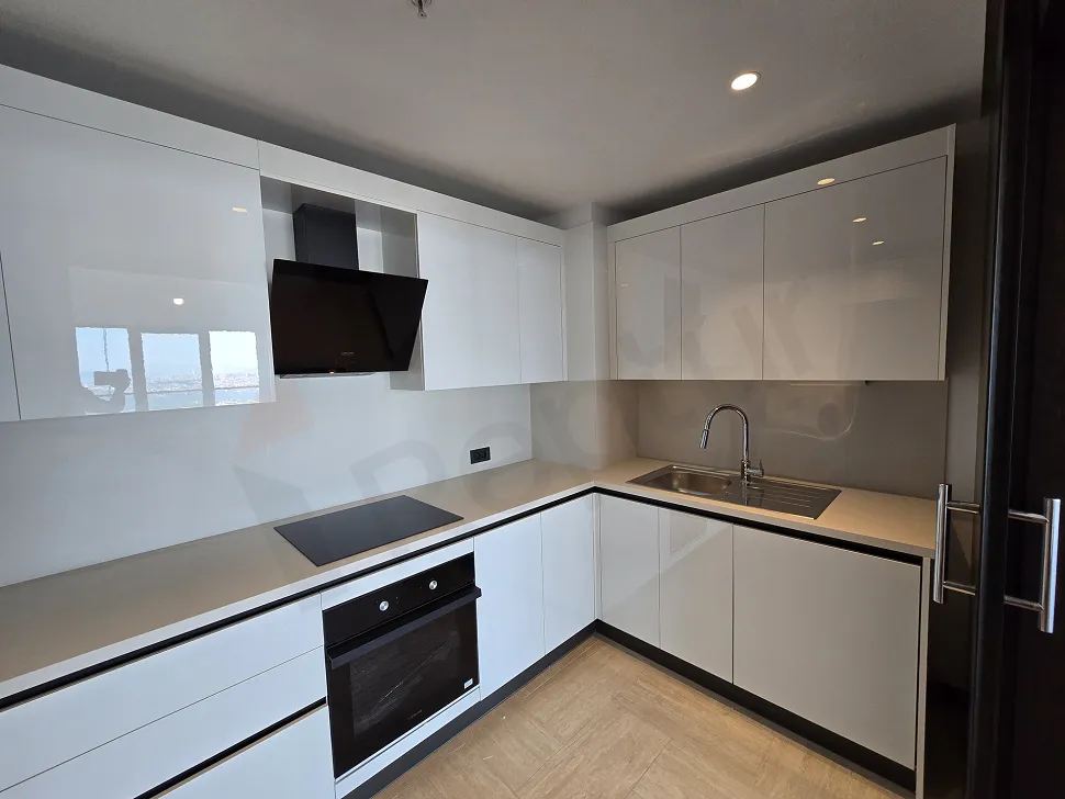 Spacious and bright kitchen area of a modern residence apartment in Sisli.