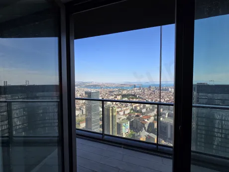 Grand Bosphorus-View 1+1 with a Continuous Balcony and Closed Kitchen