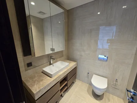 Modern designed bathroom of a luxury residence apartment in Sisli