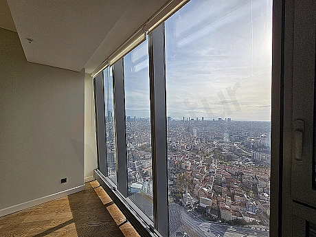 Panoramic view of 1+1 apartment with sea, forest and city view in Sarıyer, Istanbul.