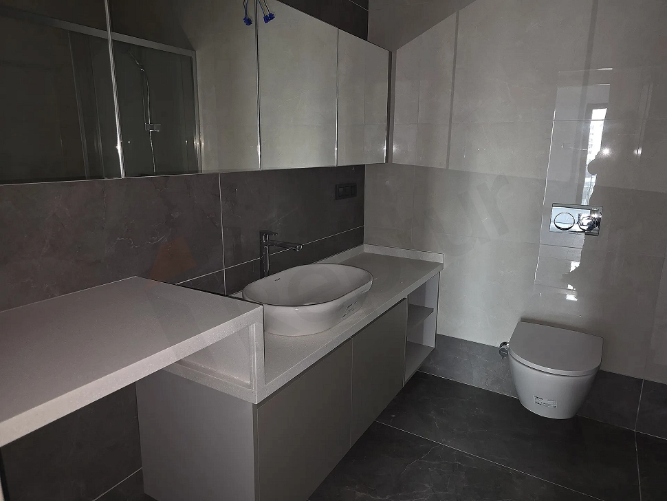 Modern designed bathroom interior.