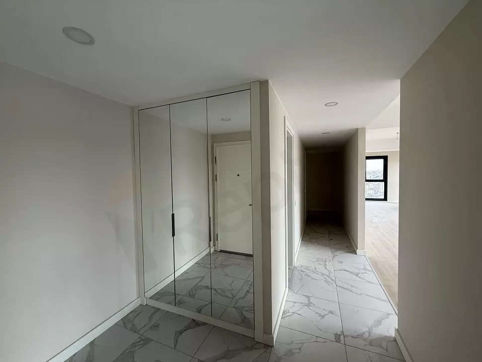 Entrance door and hallway of a modern apartment.