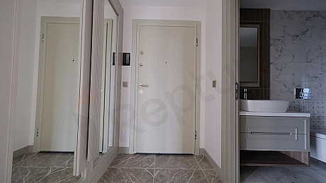 Interior view of an apartment entrance.