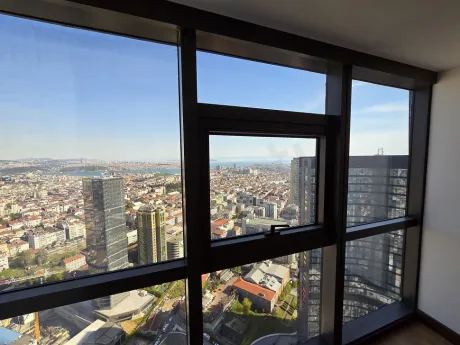 Panoramic Bosphorus and city view from a modern residence project in Sisli, Istanbul.