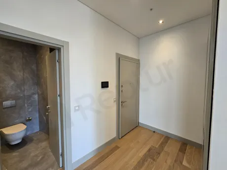 Modern interior staircase design in a duplex apartment.