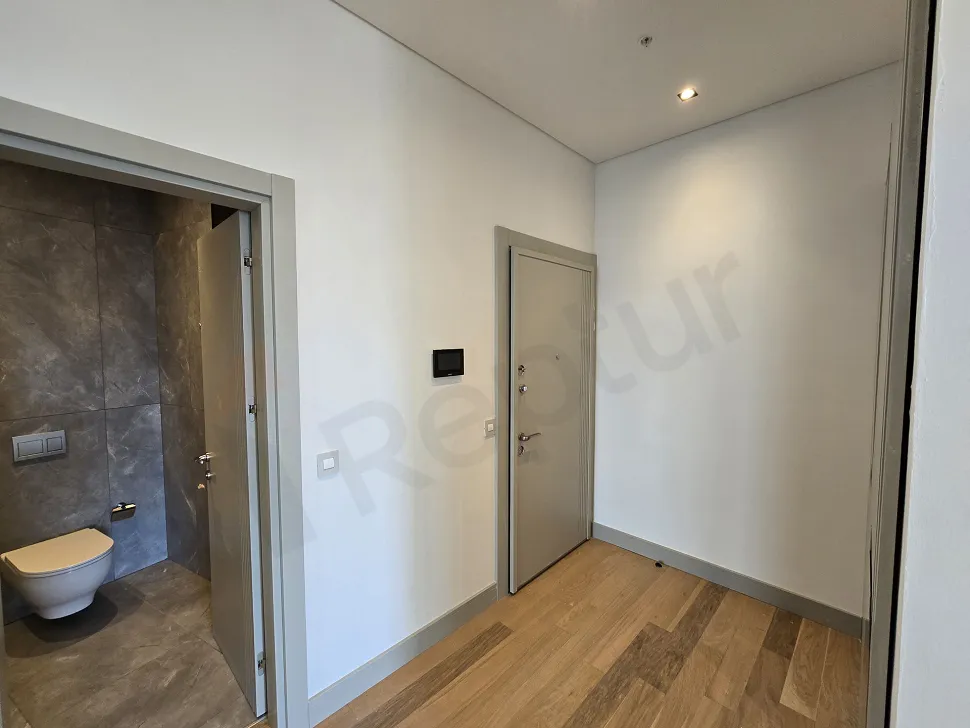 Modern interior staircase design in a duplex apartment.