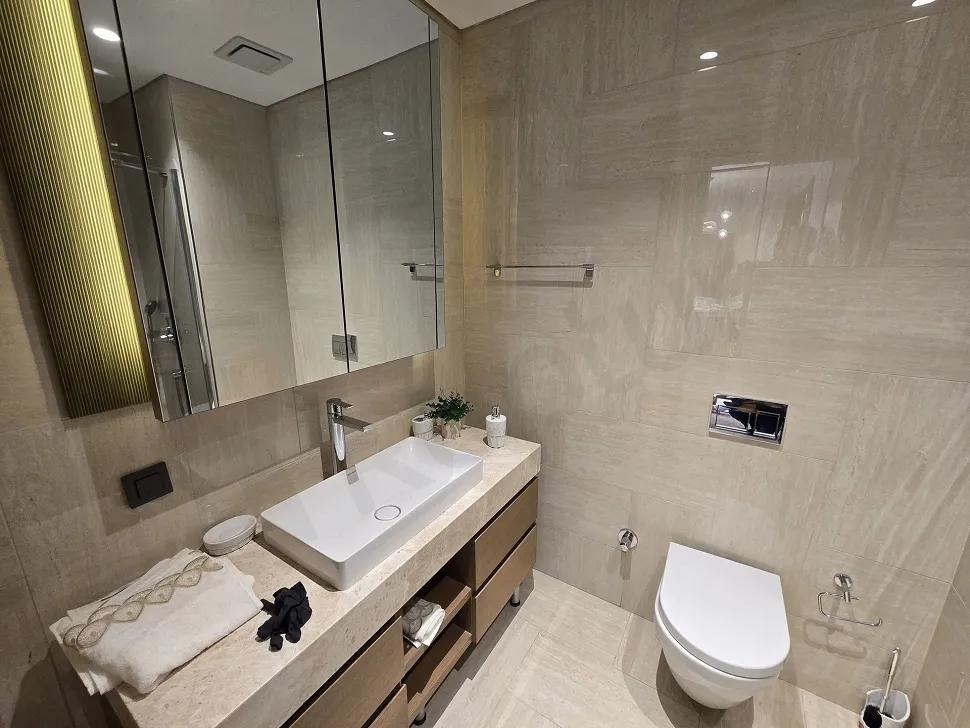 Modern and stylishly designed luxury bathroom interior.