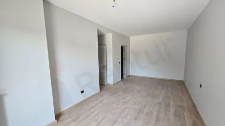 Spacious and bright bedroom interior view