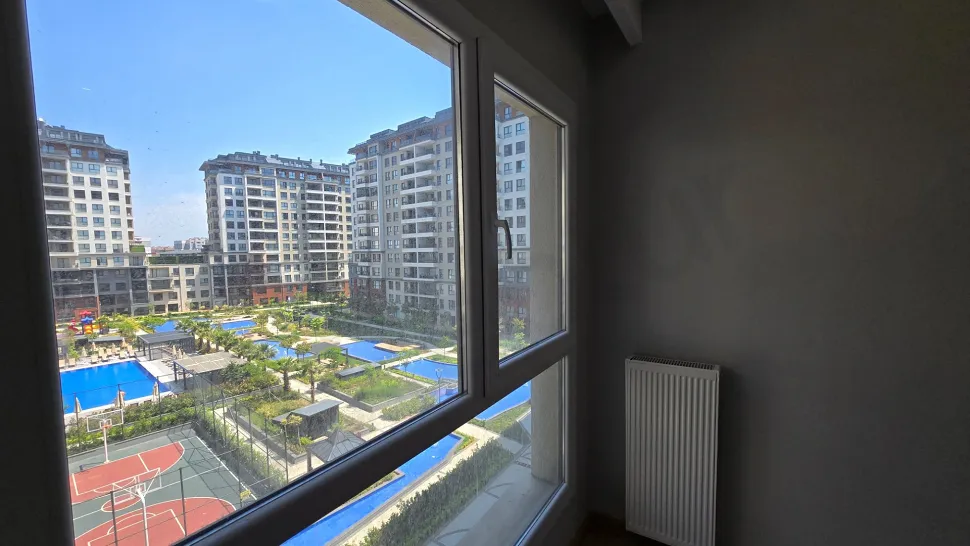 Panoramic city and sea view from a modern apartment in Beylikdüzü, Istanbul.