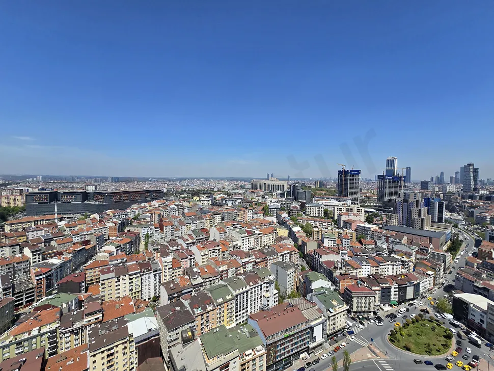 Panoramic view of city buildings and urban landscape in Sisli, Istanbul