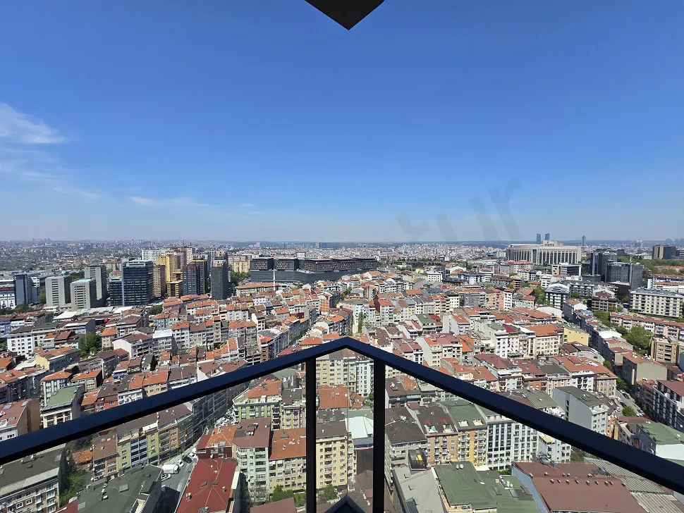 Panoramic city view from a high-rise building in Sisli, Istanbul.