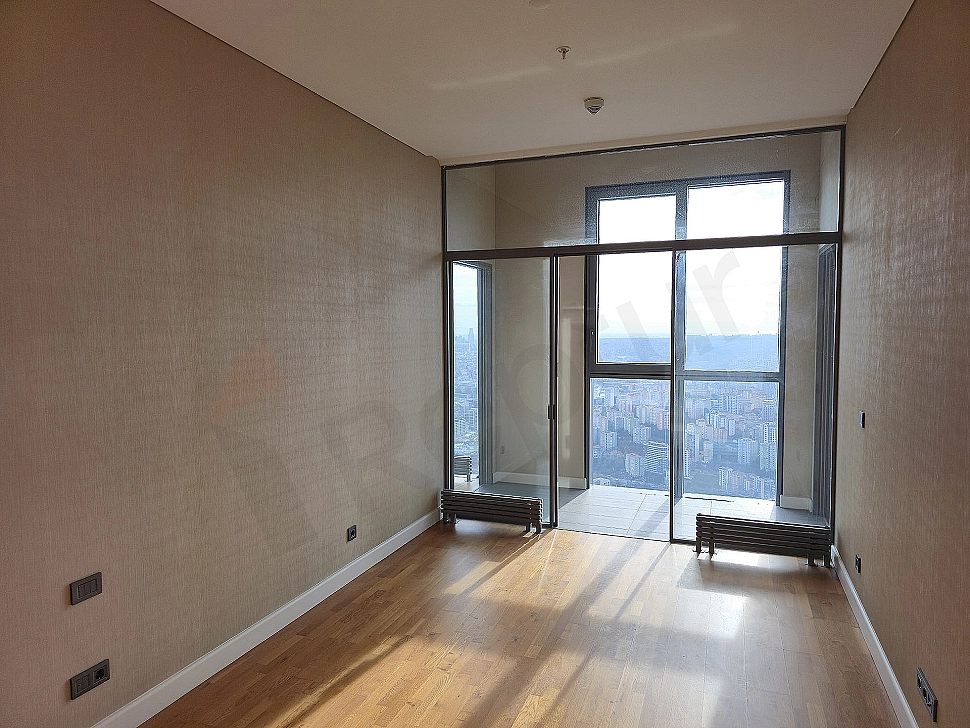 Modern designed, spacious, and bright bedroom.