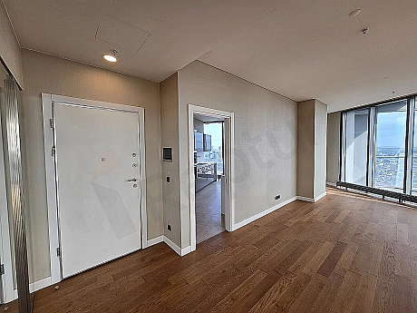 Modern apartment entrance door and lighting details