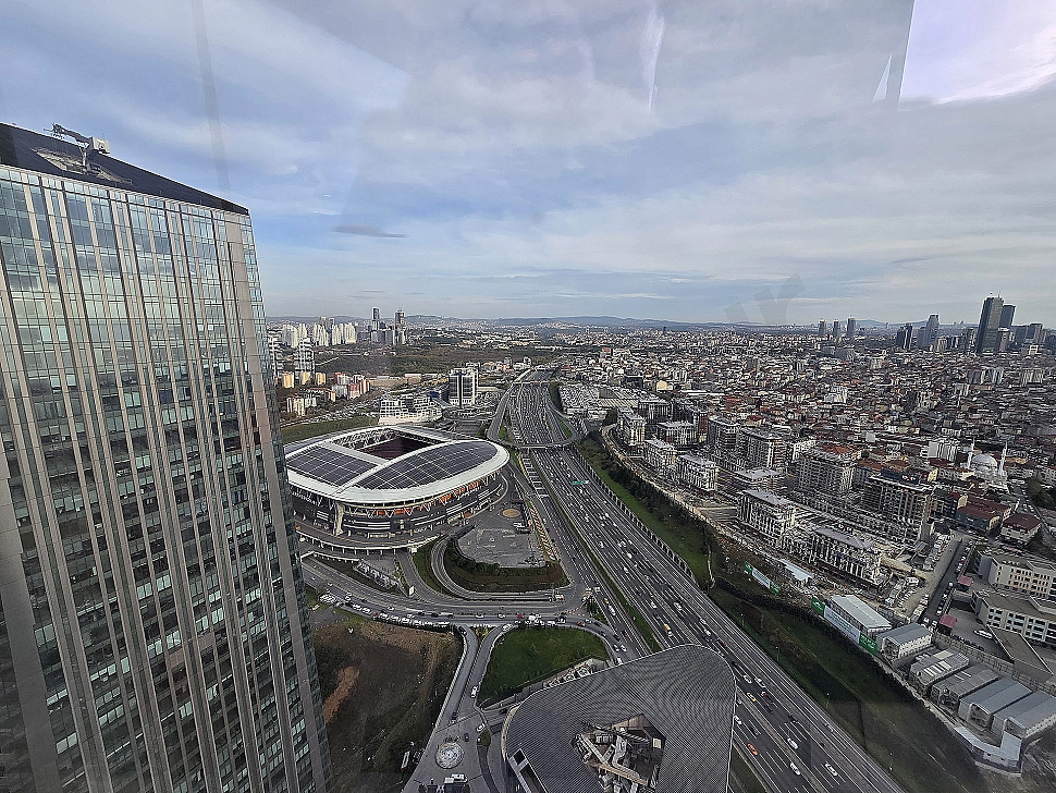 Panoramic view of a luxury apartment with sea and city view in Sarıyer, Istanbul.