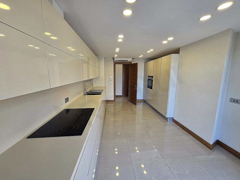 Modern designed, spacious and bright luxury kitchen.