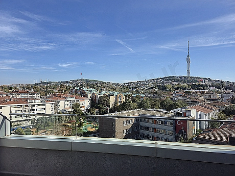 Panoramic city view duplex apartment photo in Üsküdar, Istanbul.