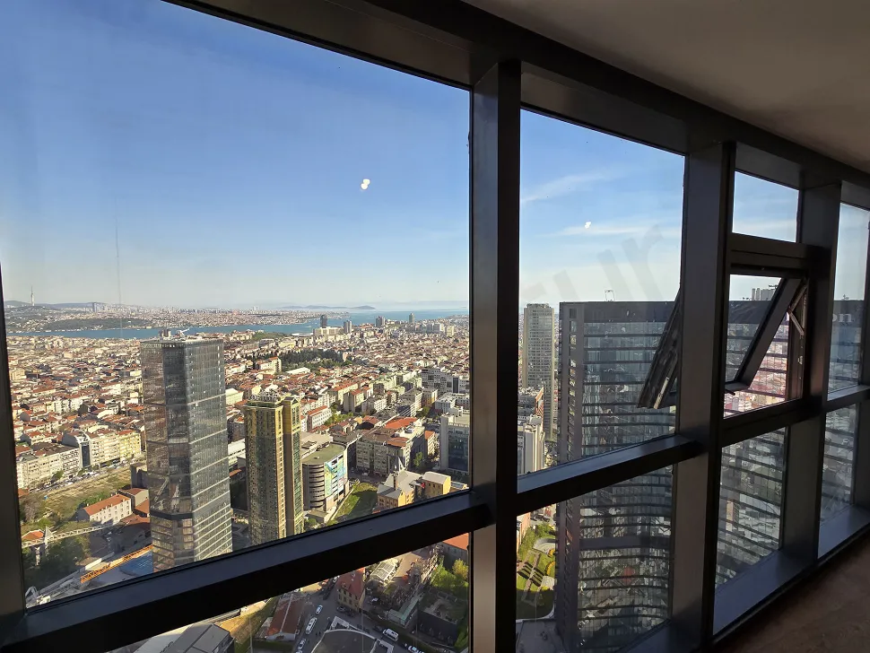 Wide city view from a modern residence in Sisli