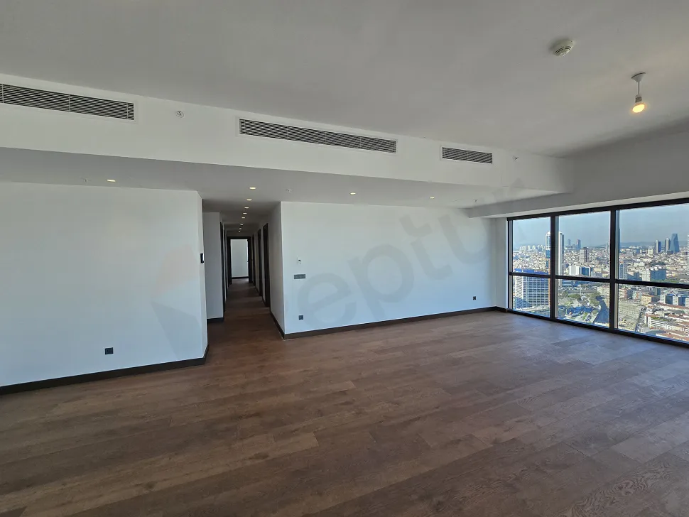 Spacious and bright living room of a modern residence apartment in Sisli with natural light.