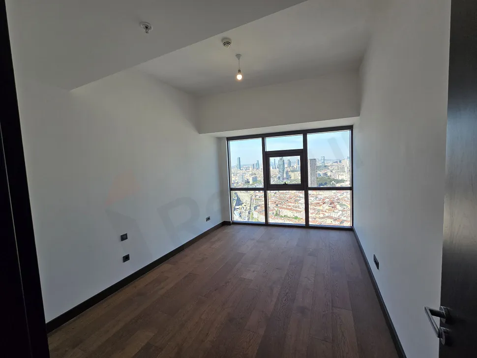 Modern and spacious bedroom interior view