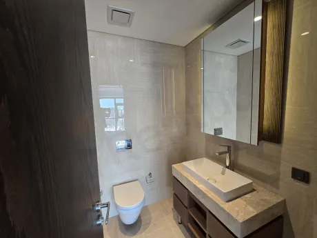 Stylish and spacious bathroom of a modern residence apartment in Sisli.