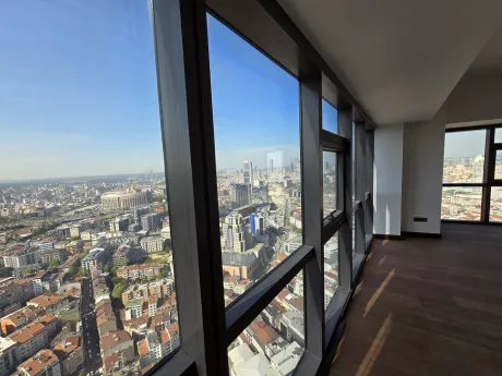 Spacious and airy balcony with a city view of the apartment located in Sisli, Istanbul.