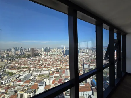 Wide-angle panoramic city view of the Sisli district in Istanbul.
