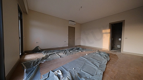 Bright and modern bedroom interior.