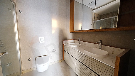 Bright and spacious bathroom interior with a modern design.