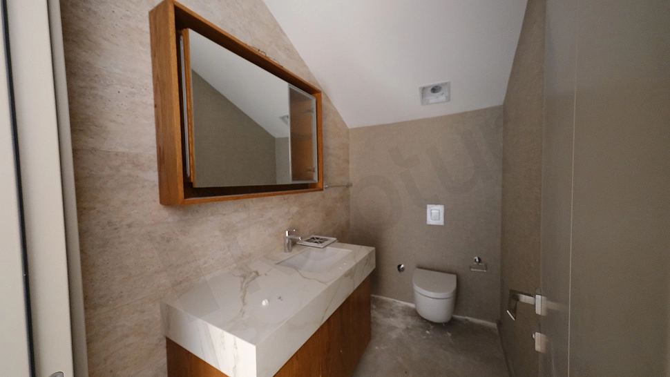 Bright and modern designed bathroom.