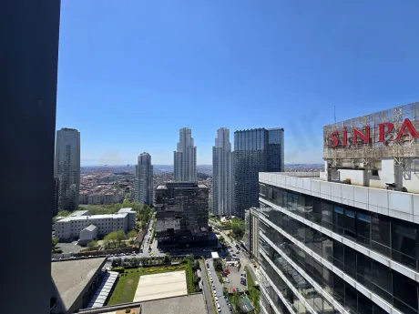 View of a spacious and modern balcony of a residence apartment in Sisli.