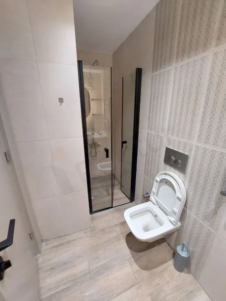 A modern and stylish bathroom interior design.