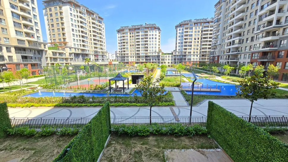 Wide-angle panoramic view showing buildings and urban layout in Beylikduzu, Istanbul.