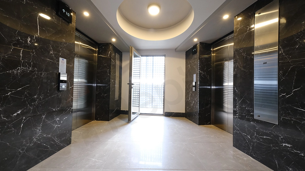 Interior view of a modern elevator.