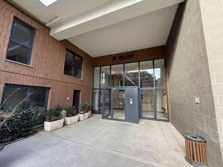 Stylishly designed lobby and entrance area of a modern and spacious building.