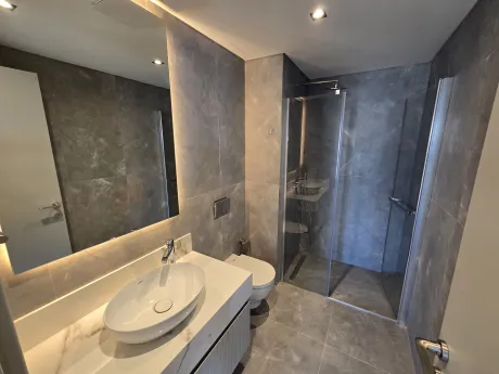 Modern and stylishly designed bathroom interior of the luxury apartment in Sisli.