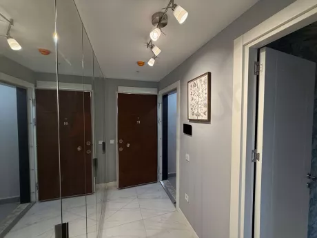 Entrance area and doorway of a modern designed apartment.