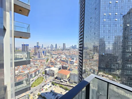 Panoramic city view from a high-rise building in Sisli, Istanbul.